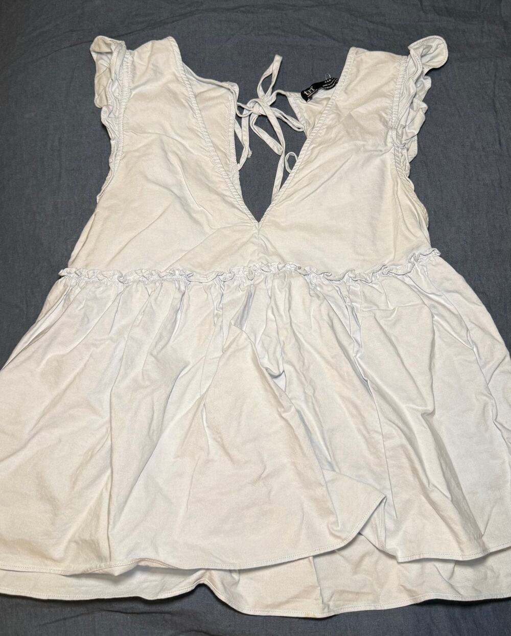 Zara Baby Blue Sleeveless Ruffle Top Size 28